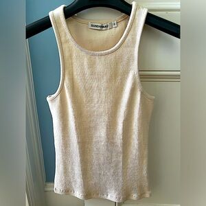 SUNDERBAY RIBBED TANK TOP BRAND NEW! THE ULTIMATE CREW NECK VEST! CREAM! Size M.